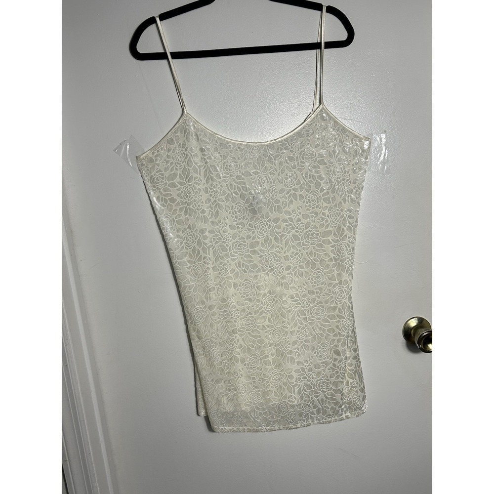 Vintage Soft Sensations Floral Burnout Camisole Ivory Lace‎ Tank Top Size Large